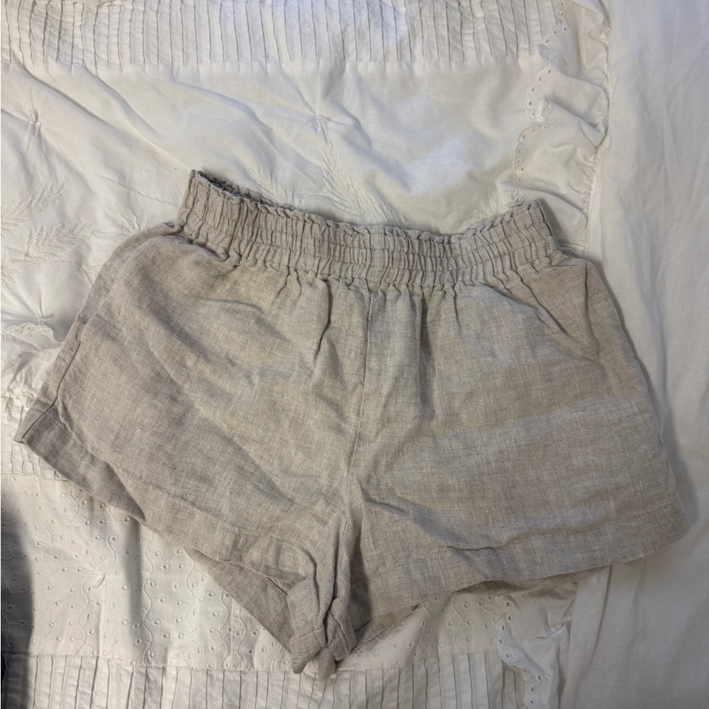 Reformation High Waist Linen Shorts - Cream
